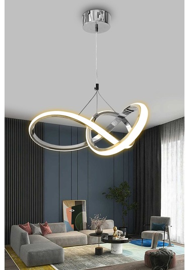 Kardelen Modern Sarkıt Led Avize - Kumandalı / Krom Krom