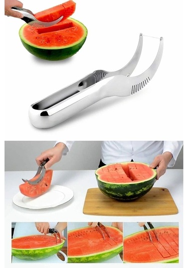 Morponi Pratik Kavun Karpuz Kesme Dilimleme Bıçağı Gri