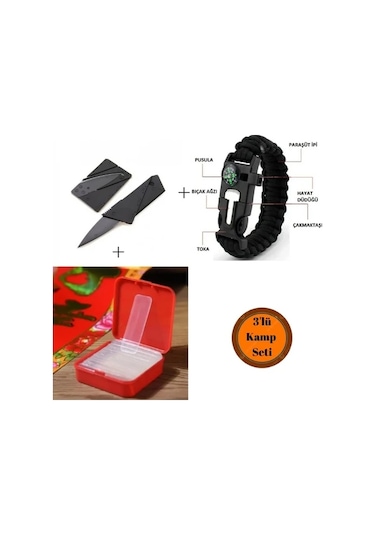 Çok Amaçlı Hayatta Kalma Bilekliği+kredi Kartı Şeklinde Kart Bıçak+çift Taraflı Bant Seti 60 Parça Renkli