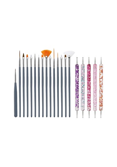 5/20 Adet Tırnak Resim Fırçaları Seti Profesyonel Tırnak Malzemeleri Akrilik Uv Jel Çizim Süsleyen Manikür Tasarım Araçları Aksesuar Koyu Gri