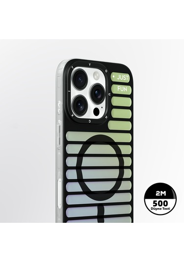 İphone Uyumlu 16 Pro Kılıf Magsafe Şarj Özellikli Youngkit Geek Serisi Kapak Siyah