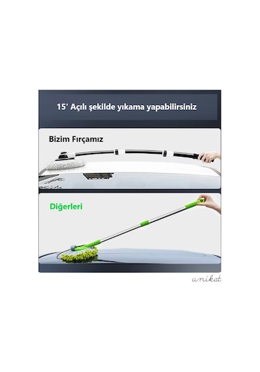 Ultra Yumuşak Premium Mikrofiber Ufak Makarna Başlıklı Teleskopik Araç Yıkama Mopu 1 Adet