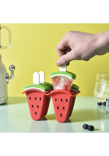 Gatherco Dondurma Popsicle Kalıbı Karpuz Şeklinde Buz Kalıpları Ev Yapımı Popsicle Aletleri Kendin Yap Buz Popsi Silikon Buz Kalıpları