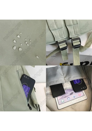 Green Çoklu Cep Sırt Çantası Erkekler Kanvas Ekleme Toka Açık Yeşil