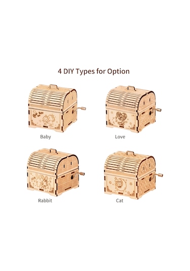Dianziye Ahşap Dıy Müzik Kutusu - El İle Montaj Gerekiyor, Piller Gerektirmez, Zeka Geliştirici, Ev Dekorasyonu, 6 Yaş Ve Üzeri, Kedi Deseni