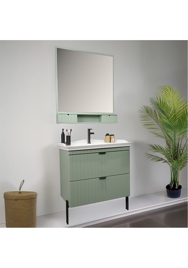 Kobos Noble 80 Cm Banyo Dolabı Seti Mint Yeşil