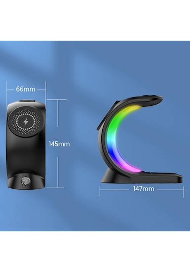 Butu 12/13/14/15 Serisi Masaüstü Hızlı Şarj Standı İçin T17 3'ü 1 Arada Rgb Işık Manyetik Kablosuz Şarj Cihazı Beyaz