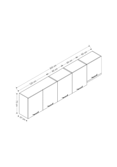 Minar 300 Cm Mutfak Dolabı Beyaz 300-B11-Üst Modül Beyaz