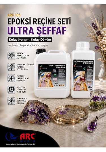 Arc 105 Ultra Şeffaf HobiTakıtepsi Ve Kaplama Epoksi 3 Kg Set