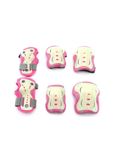 Ranyeek Pembe M Boy Paten Koruyucu Seti - 6 Parça Diz Dirsek Bileklik Çantası Çok Renkli