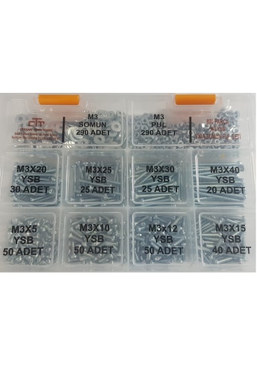 M3 Ysb Vida Set 870 Adet Vida -Somun-Pul Seti N11.28488