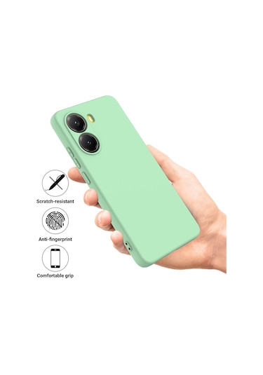 Xiaomi Poco X7 Pro İçin Düz Renk Sıvı Silikon Damlamaz Tam Kapsama Telefon Kılıfı Yeşil