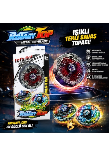 Metal Beyblade Rotary Top Işıklı Tekli Savaş Topacı Kutulu