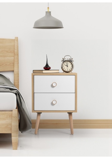 Flora Moderna Iki Çekmeceli Komodin Meşe