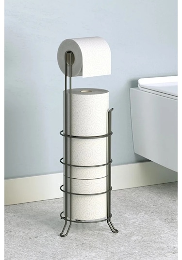 Banyo Tuvalet Kağıdı Askısı Yedekli Ayaklı Siyah Mg093 Siyah