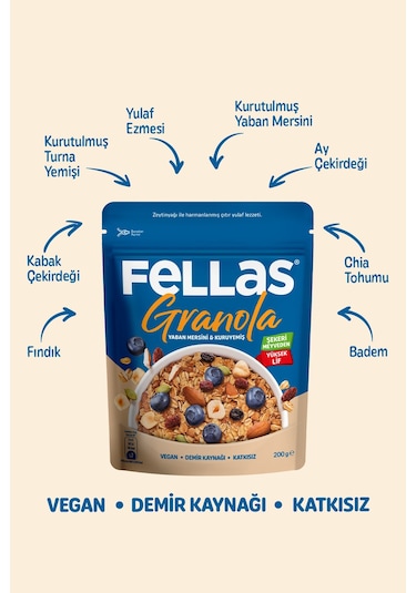Fellas Granola - Yaban Mersini & Kuruyemiş 200 G
