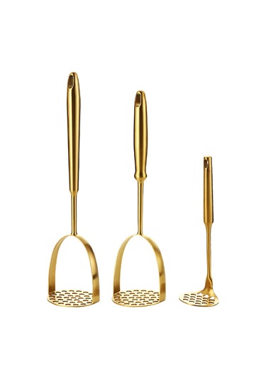 Hombey Ev Mutfak İçin Çok Amaçlı Paslanmaz Çelik Patates Ezici - Sarı Kalebik Modeli Ezme, Sıkma, Dövme Aleti