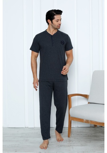 Yüksek Kaliteli Pamuk Penye: Erkekler İçin Mevsimlik 3 Parça Kısa Kollu Pijama Takımı Babalar Günü Hediyesi Füme Yüksek Kaliteli Pamuk Penye: Erkekler İçin Mevsimlik 3 Parça Kısa Kollu Pijama Takımı Babalar Günü Hediyesi Füme