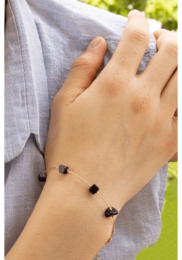 Sertifikalı Gerçek Obsidyen Taşlı Doğal Taş Kolye Bileklik Seti Çok Renkli