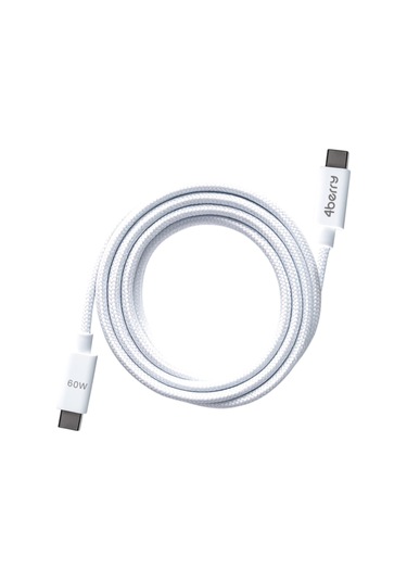 4berry Eco-cc Beyaz Usb-c C Kablosu 1.2 M, Örgülü, 60 W Hızlı Şarj