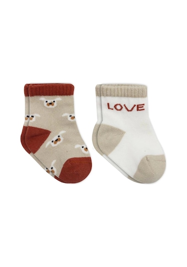 Bistyle Love Dog Penye Soket Çorap 2'li Bs10118 Bej Bej