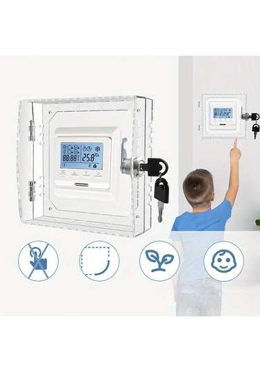 Motion003 1 Adet Anahtarlı Şeffaf Termostat Kilit Kutusu Şeffaf Hvac Koruma Kutusu 2 Güvenlik Anahtarı Dahil 16x15x6cm