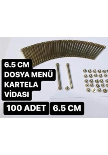 6.5 CM 100 ADETSARI DOSYA MENÜ KARTELA PLEKSİ VİDASI DIŞ ÇAP 5 M