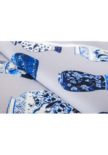 Finezza Vista Baskılı Kumaş Kreme Mavi Kırlent Kılıfı 45x45  İkili - 1429