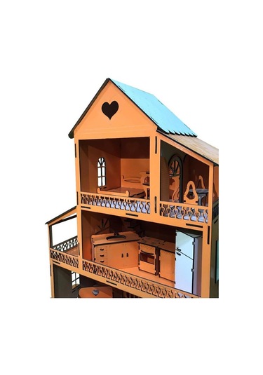 Woodylife Ahşap Barbi Bebek Oyun Evi Turumcu 80Cm Çocuk Oyuncak