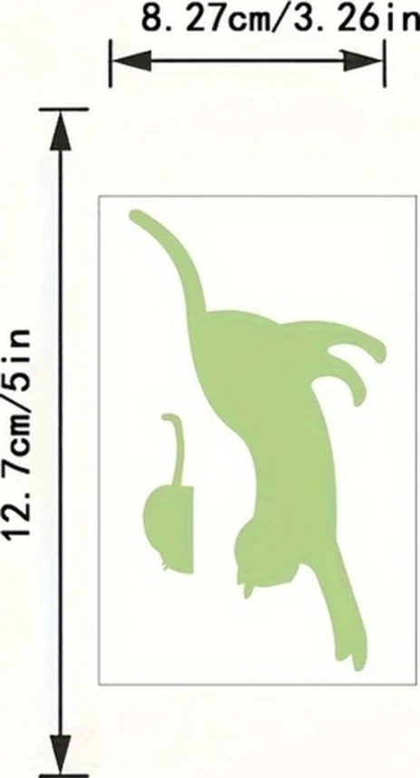 Trendooze Yeşil Fosforlu Sevimli Kedi Duvar Dekoru Mavi Ev Dekorasyon Çıkartması Mavi 07 Diğer