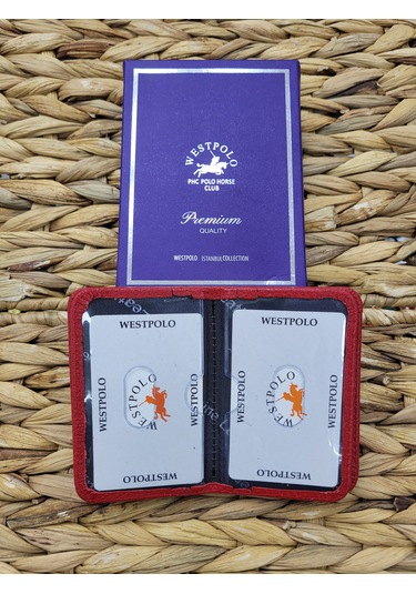 Westpolo İsme Özel 1026 Hakiki Deri Unısex Kartlık Kırmızı