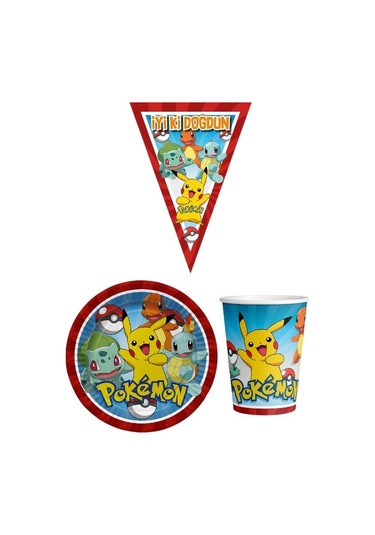 Pokemon 8 Kişilik Erkek Doğum Günü Mini Set Erkek Çocuk Parti Seti