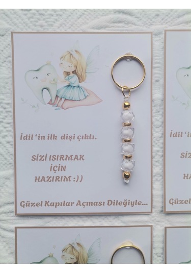 24 Adet Kişiye Özel İlk Dişim Çıktı,diş Mevlidi, Diş Buğdayı Dağıtmalık Beyaz Anahtarlık Hediyelik