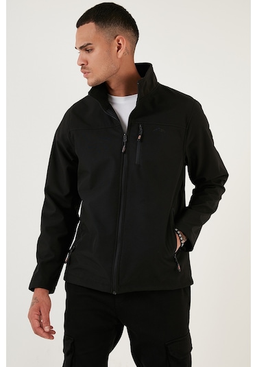 Buratti Su Itici Slim Fit Dik Yaka Softshell Ince Erkek Mont 649003 Siyah