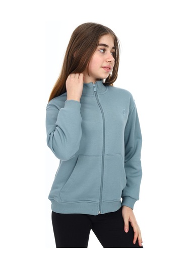 Toontoy Kız Çocuk Nakışlı Hırka Mavi