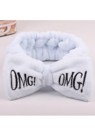 Omg Peluş Bandana Makyaj Spa Saç Bandı Buz Mavi Mavi