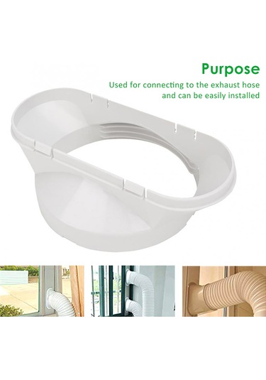 Suofeng Ac Exhaust Hose Connector Ellipse Tip - 13cm Diametre Borular İçin, Sabit Bağlantı, Isı Kaçakını Önler, Beyaz Abs Malzeme