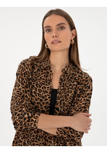 Pierre Cardin Kadın Camel Gömlek Desenli 50313664-vr015 CAMEL