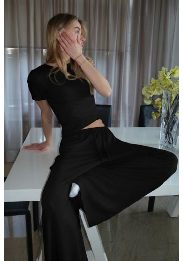 Madmext Siyah Modal Soft Touch Bağlamalı Eşofman Mg2723