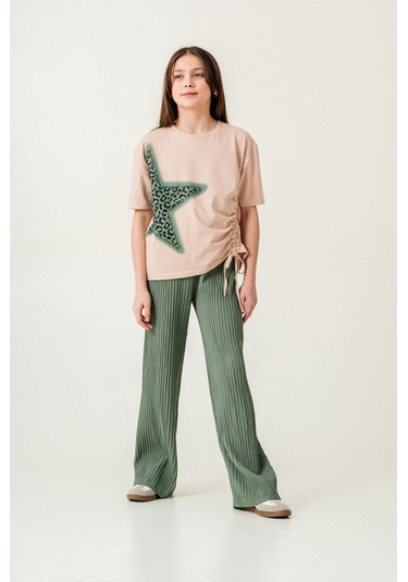 Kız Çocuk Mıu Taşlı İkili Dokuma Takım 7276 Vizon