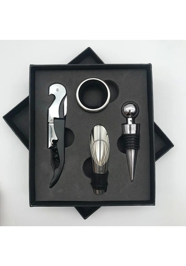 Sunshine011 Kırmızı Hipokamp Çakı 4lü Set Vakum Tıpa Şişe Açacağı Alüminyum Folyo Kesici