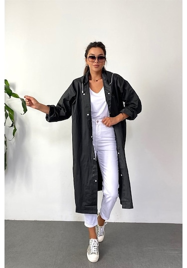 Marlux M21M Unisex Kapüşonlu Çıtçıtlı Eva Yağmurluk - Siyah