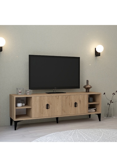 3507 Deren Tv Ünitesi 150 Cm Raflı Kapaklı Sepet Tv Sehpası Sepet
