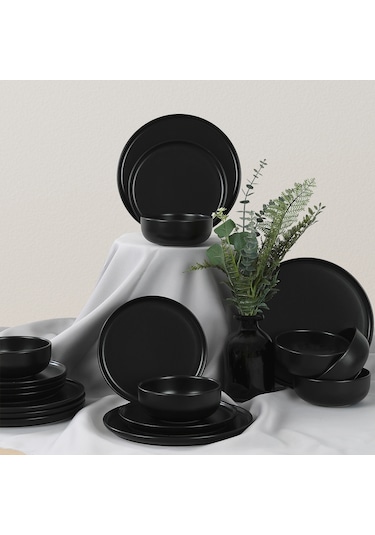 Keramika Nordic Mat Siyah Yemek Takımı 18 Parça 6 Kişilik 956