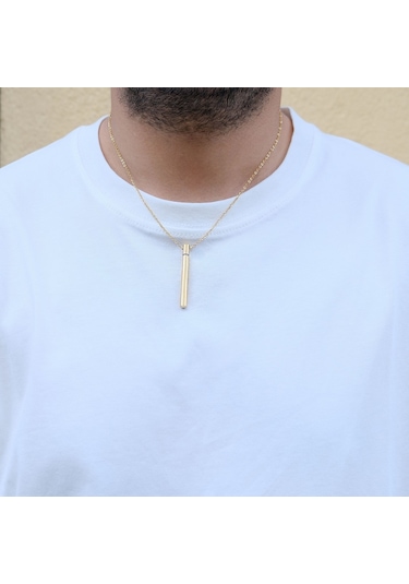 Ferizz Altın Kaplama Oval Uzun Erkek Kolye 60 Cm Ekly-108