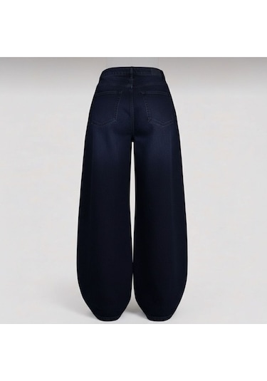 St.poll Eskitme Yıkama Vintage Unisex Baggy Jean Pantolon Lacivert