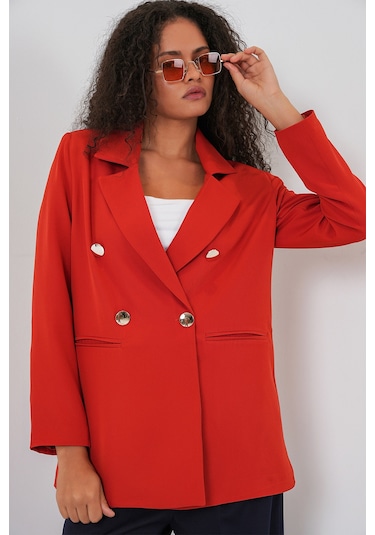 Bigdart Kadın Kruvaze Yaka Blazer Ceket 0722 - Kiremit