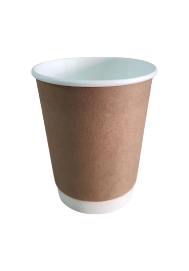 Karton Bardak 8 Oz Double Wall Çift Katmanlı Pk: 25 Li Kraft + Beyaz 25