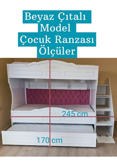 Çocuk Ranzası Beyaz - Çıtalı Model