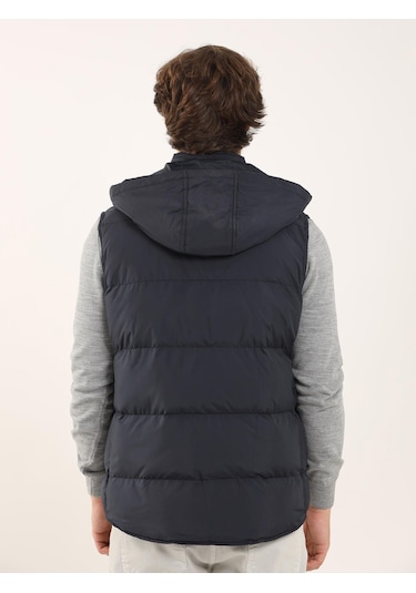 Dufy Lacivert Erkek Regular Fit Dik Yaka Yelek Mont - 96668 Lacivert